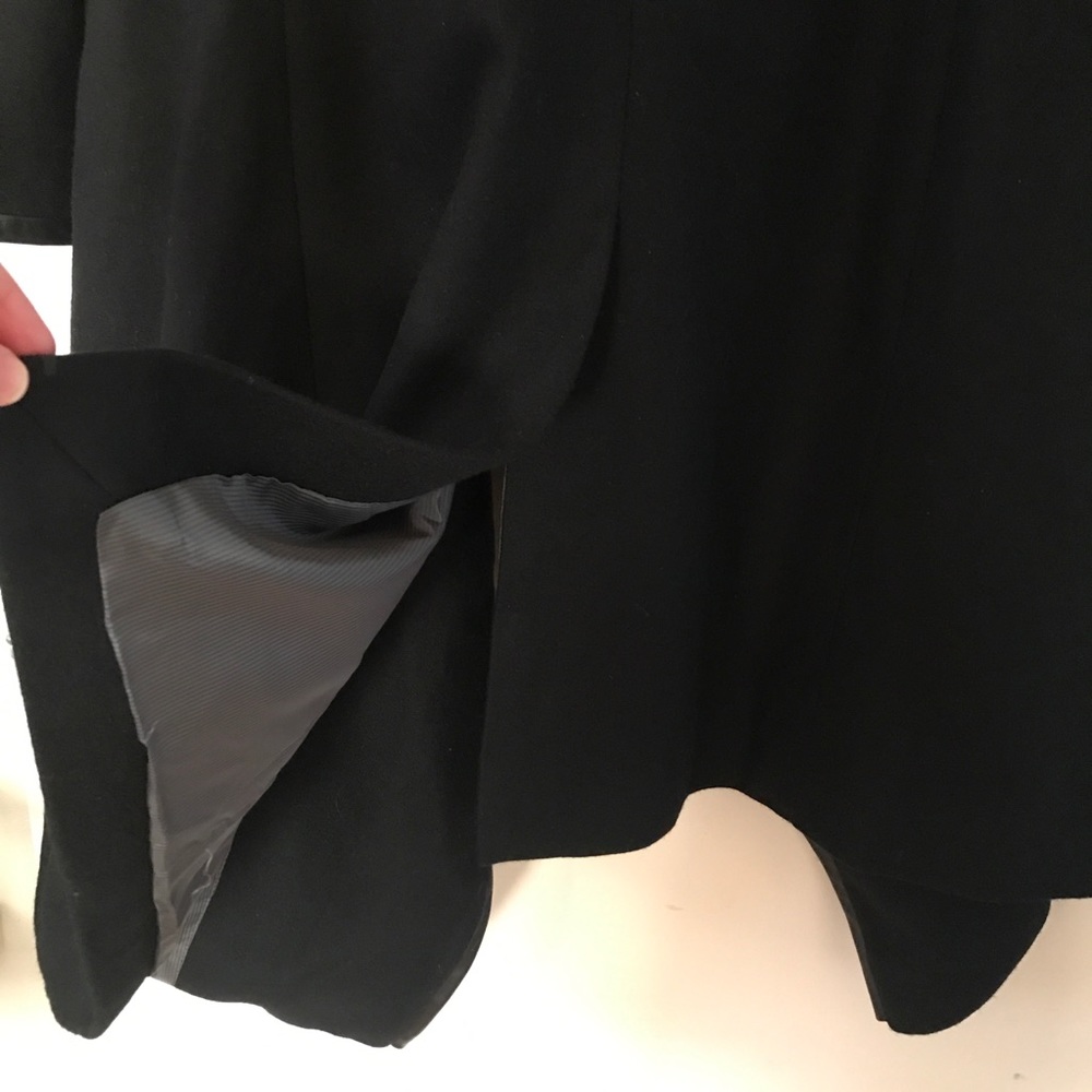 Custom Designed & Tailored Wool / Leather Coat, Size M - Picture 7 of 13